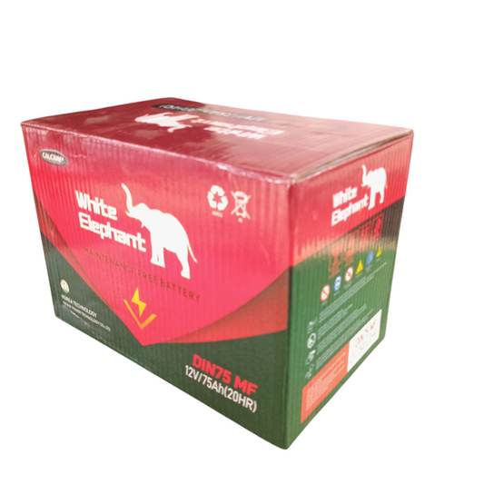 White Elephant 12V 75Ah Car Battery.