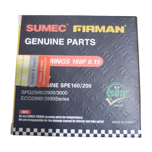 Sumec Firman 168F(0.15) Piston Rings For SPG 2500/2900/3000/ECO2990/3990 Series.